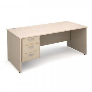 Maestro 25 PL Straight Desk With 3 Drawer Pedestal 1800mm - Maple pane