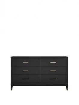 Cosmoliving Westerleigh 6 Drawer Chest- Black/Gold