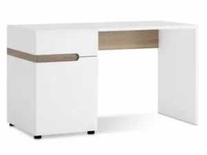 Furniture To Go Chelsea White High Gloss and Truffle Oak Desk Flat Packed
