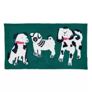 Joules Dogs Of Welland Cotton Bath Mat - Green