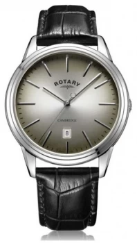 Rotary Mens Cambridge Grey/Black Dial Black Leather Watch