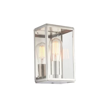 Endon Lighting Hadden - Wall Lamp Bright Nickel Plate & Clear Glass 1 Light Dimmable IP20 - E27