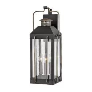 Hinkley Fitzgerald Outdoor Wall Lantern Textured Black with Burnished Bronze, IP44