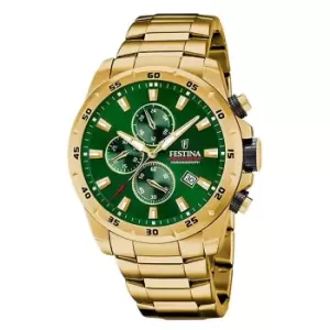 Festina F20541/3 Mens Chronograph Gold Tone Steel Bracelet Wristwatch
