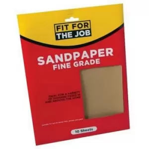 FFJASP10F) Fine Sandpaper Pack of 10 - Fit For The Job