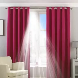 Riva Home - Eclipse Plain Thermal Blackout Eyelet Lined Curtains, Pink, 90 x 54 Inch
