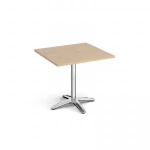 Roma square dining table with 4 leg chrome base 800mm - kendal oak