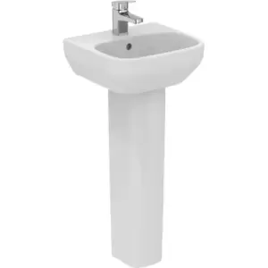 Ideal Standard i. life Cloakroom Basin and Pedestal 40cm 1 Tap Hole in White Ceramic