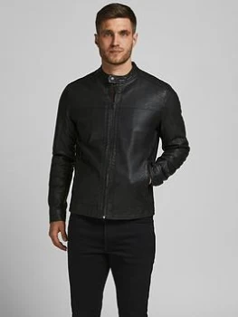 Jack & Jones Faux Leather Jacket, Black Size M Men