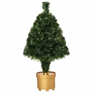 Prelit Artificial Tabletop Christmas Tree with Fibre Optic Lights 60cm, Green