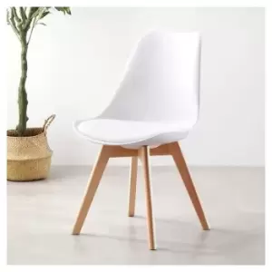 4x sl White Modern Dining Chairs Padded Seat with Wood Legs Modern Home Kitchen