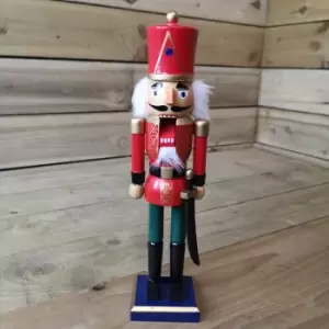 The Christmas Workshop 35.5cm Red Festive Bearded Russian Guard Wooden Nutcracker