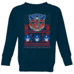 Autobots Classic Ugly Knit Kids Christmas Sweatshirt - Navy - 11-12 Years