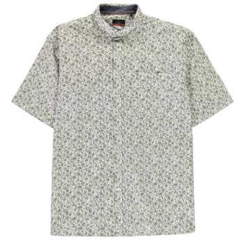 Pierre Cardin Short Sleeve Patterned Shirt Mens - White