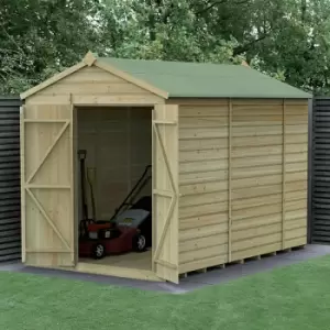 10' x 6' Forest Beckwood 25yr Guarantee Shiplap Windowless Double Door Apex Wooden Shed - Natural Timber