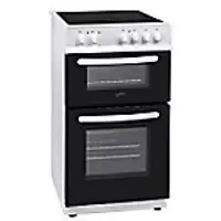 Statesman Double Oven EDC50W Electric Cooker 2 Chrome Shelves Metal Black and White