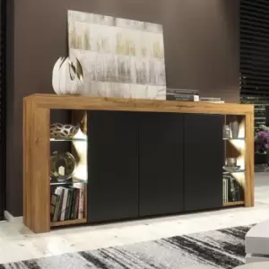 Creative Furniture - Sideboard tv Unit Display Cabinet Cupboard tv Stand Living Room Matte Doors - Oak & Black - Oak & Black