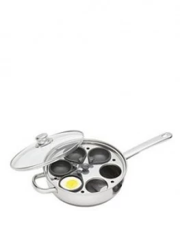 Kitchencraft 28cm Six Hole Egg Poacher - Stainless Steel