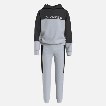 Calvin Klein Colour Block Hoodie Sweatpants Set - Light Grey Heather - 8 Years