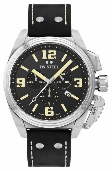 TW Steel TW1011 Canteen Chronograph Black Leather Strap Watch