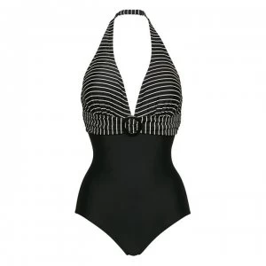 Figleaves Tuscany Halter Tummy Control Swimsuit - Black/white