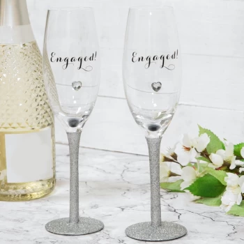 Celebrations Set of 2 Champagne Flutes - Engaged