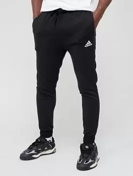 adidas Sportswear Sportswear Essentials Fleece Regular Tapered Joggers - Black/White, Size 2XL, Men
