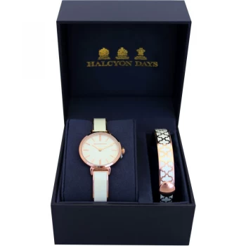 Agama Cream & Rose Gold Watch & 1cm Bangle Gift Set