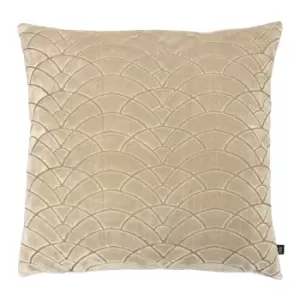 Dinari Graphic Cut Velvet Cushion Gold/Mocha, Gold/Mocha / 50 x 50cm / Polyester Filled