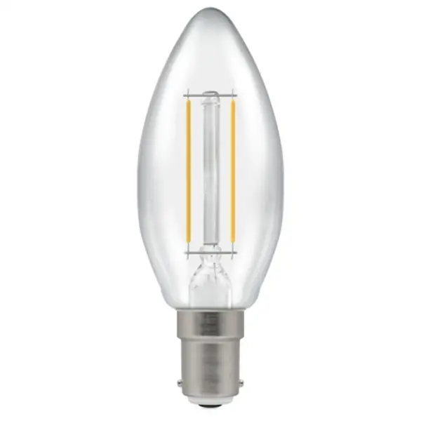 Crompton LED Candle Filament Non-Dim Clear 2.2W 2700K SBC-B15d