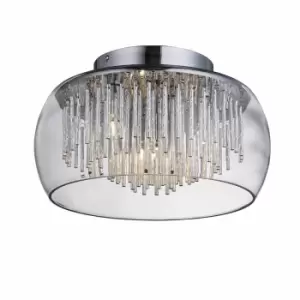 Nielsen Garda Round Clear Glass Design Offering A 4 Light Ceiling Fitting With Aluminium Spiral Tubes