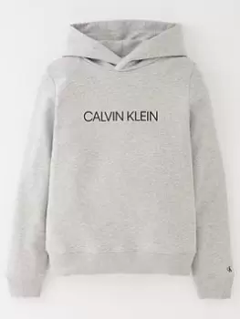 Boys, Calvin Klein Jeans Kids Institutional Logo Hoodie - Grey, Size 14 Years
