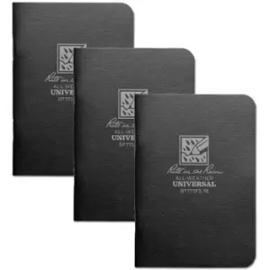 Rite in the Rain Universal Stapled Mini Notebook, 3&frac14;" x 4" (3 Pack) (12 Sheets) Grey / Black