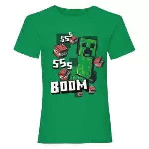 Minecraft Girls Like A Bossss T-Shirt (12-13 Years) (Green)