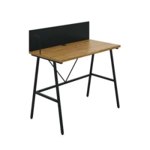Soho Desk with Backboard Oak/Black Leg KF90778