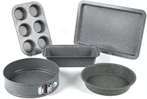 Salter Marble Collection Bakeware Set With Loaf Baking Tray, Muffin Tray And Baking Pan