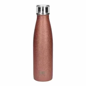 Built 500Ml Double Walled Stainless Steel Water Bottle, Rose Gold Glitter, Labelled