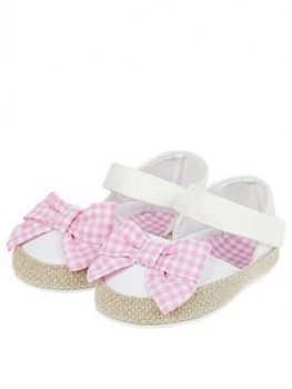 Monsoon Baby Gingham Bow Espadrille Bootie Shoes - Ivory, Size 3-6 Months