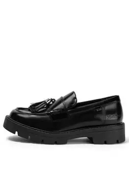 Kickers Youth Kori Tassle Leather Loafer School Shoe, Black, Size 4 Older