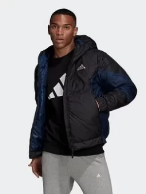 adidas D11 Down Colourblock Hooded Jacket, Black/Navy Size XS Men