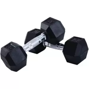 2x8kg Hexagonal Rubber Dumbbell Sets Ergo Weight Fitness Gym Workout Pair - Homcom