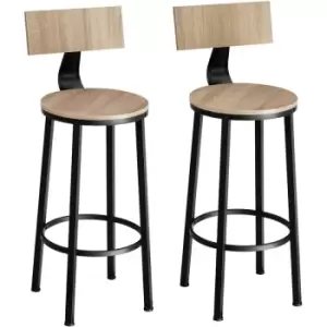Tectake - 2 Bar stools Poole - dining chairs, stools, breakfast bar stools - industrial wood light, oak Sonoma - industrial wood light, oak Sonoma