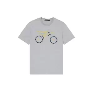 French Connection Embroidered Dirt Bike T-Shirt - Grey