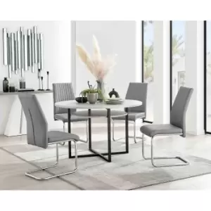 Furniture Box Adley Grey Concrete Effect Storage Dining Table and 4 Grey Lorenzo Chairs