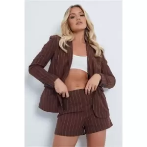 I Saw It First Ultimate Oversized Pinstripe Blazer Co-Ord - Brown