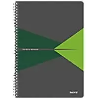 LEITZ Office Wirebound Notebook A4 Ruled Cardboard Green Perforated Pack of 5