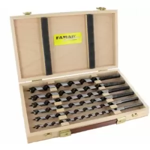 Famag - Lewis Auger Bit Set of 8 Pieces oal 320mm in Wooden Case, 1410303