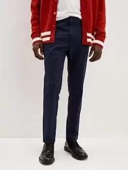 Burton Menswear London Burton Skinny Tonal Check Trousers, Navy, Size 34R, Men