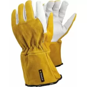 Tegera S/G Goatskin Ch/B Gloves Yellow White Size 10 - White Yellow