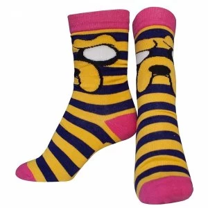 Adventure Time Female Jake with Striped Pattern Crew Socks 38/41